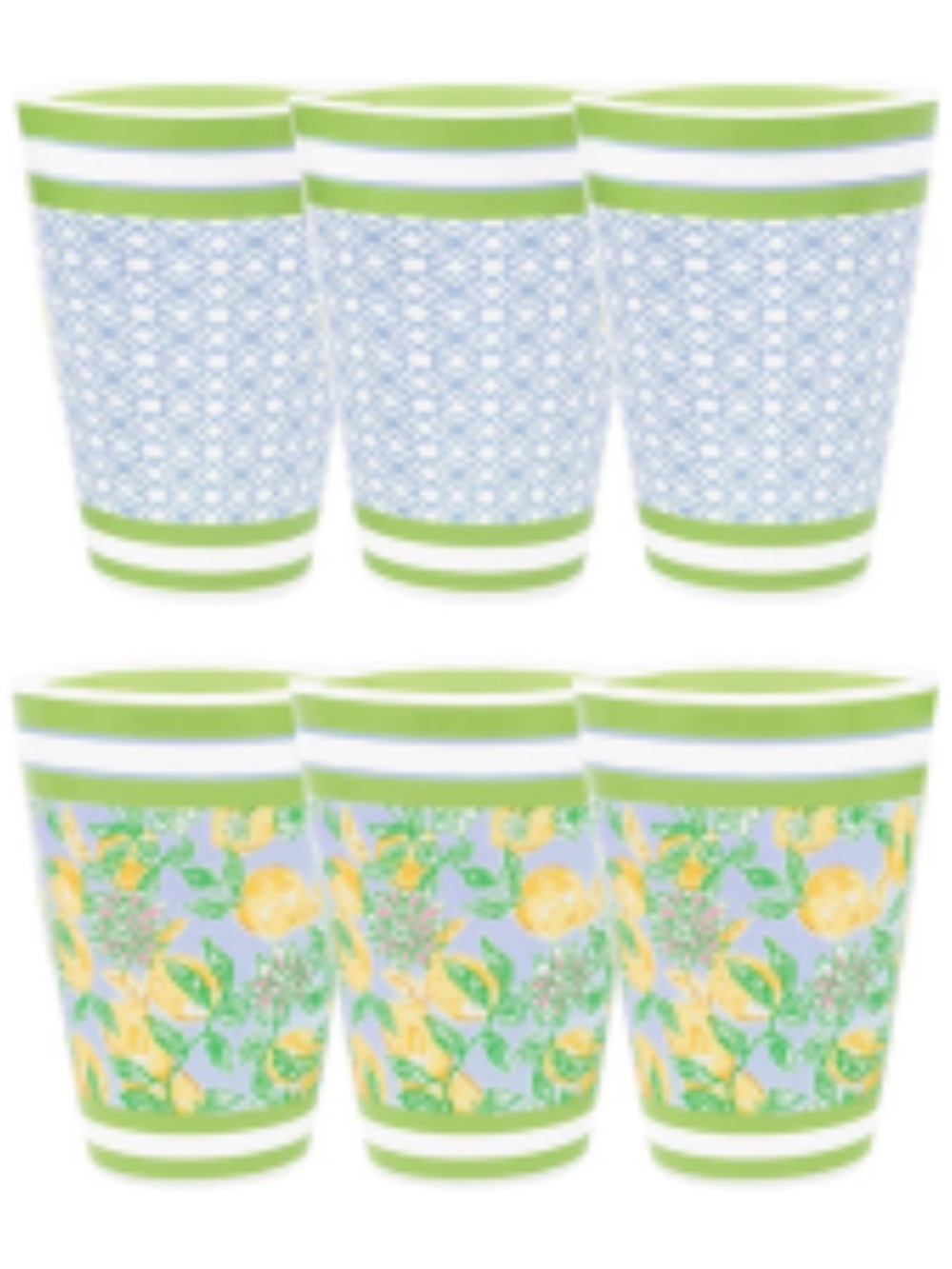Lilly Pulitzer Plastic Cup Set of 6, Make Lemonade/Butterfly Trellis | 14 oz NEW